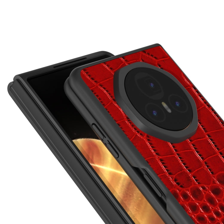 For Honor Magic V3 ABEEL Genuine Leather Crocodile Pattern Black Edge Phone Case