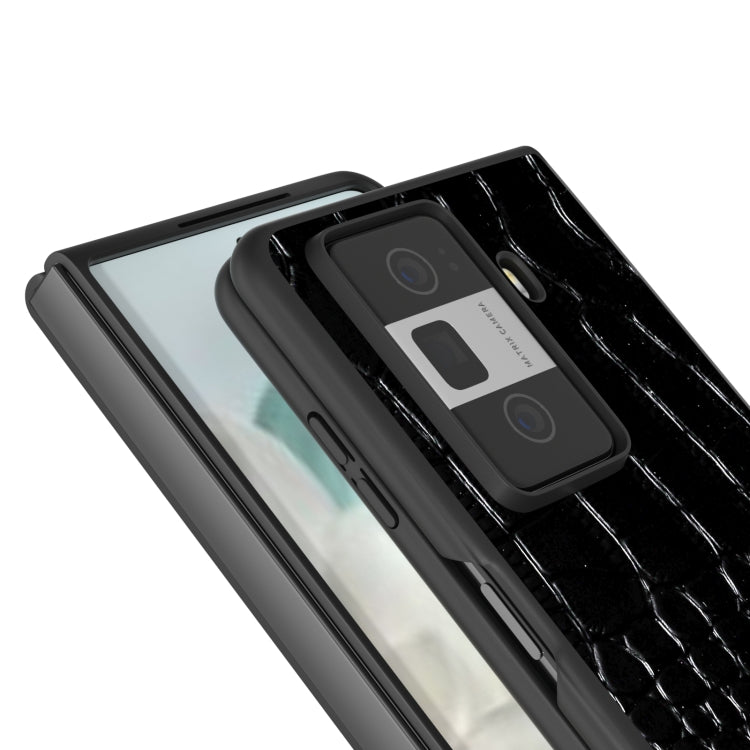 For Honor Magic Vs3 ABEEL Genuine Leather Crocodile Pattern Black Edge Phone Case