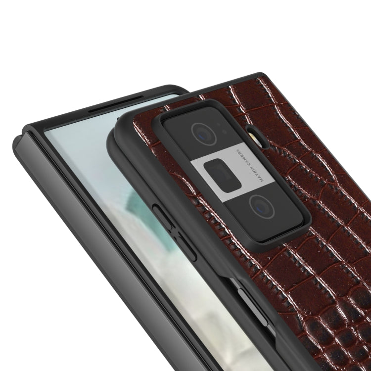 For Honor Magic Vs3 ABEEL Genuine Leather Crocodile Pattern Black Edge Phone Case