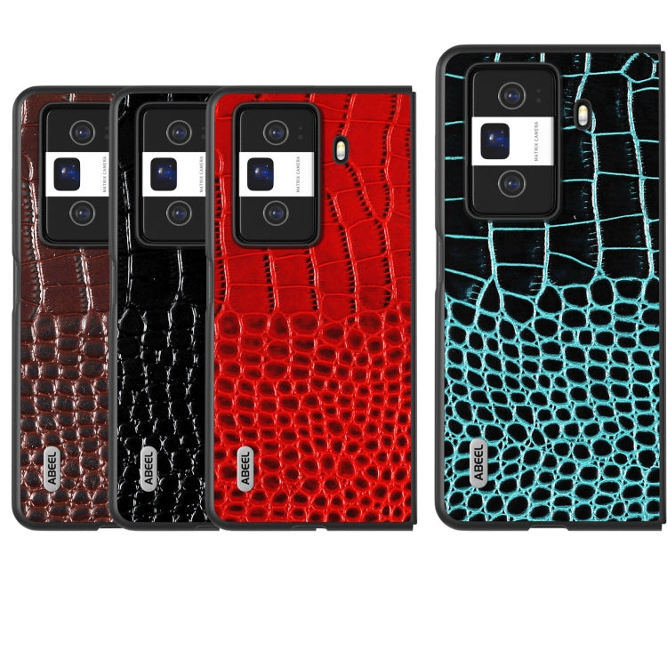 For Honor Magic Vs3 ABEEL Genuine Leather Crocodile Pattern Black Edge Phone Case