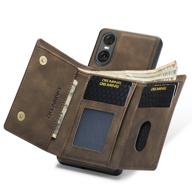 For Sony Xperia 10 VI DG.MING M1 Series 3-Fold Multi Card Wallet + Magnetic Phone Case
