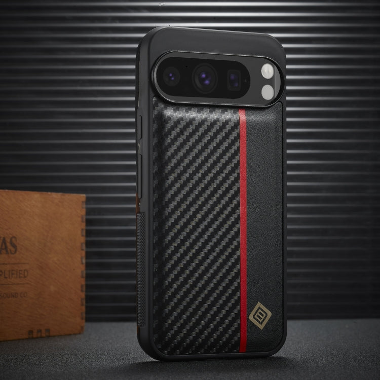 For Google Pixel 9 / 9 Pro LC.IMEEKE 3 in 1 Carbon Fiber Texture Shockproof Phone Case - Black