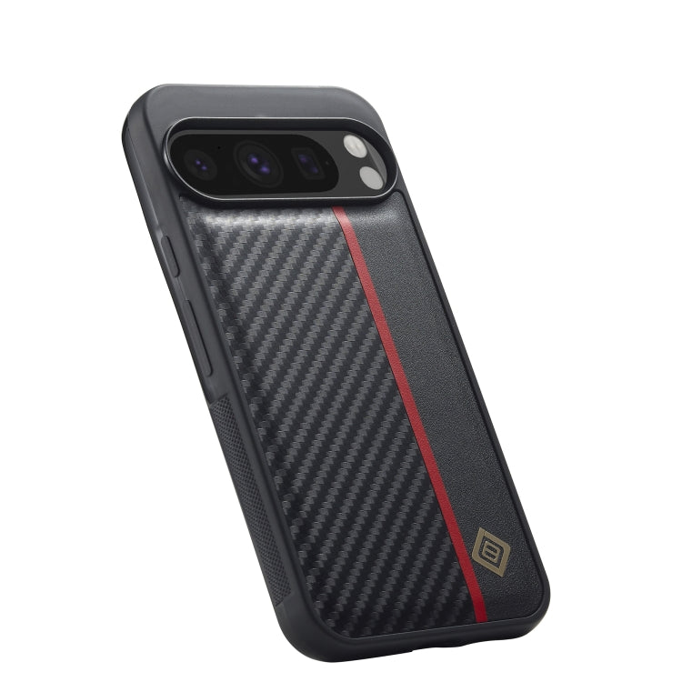 For Google Pixel 9 / 9 Pro LC.IMEEKE 3 in 1 Carbon Fiber Texture Shockproof Phone Case - Black