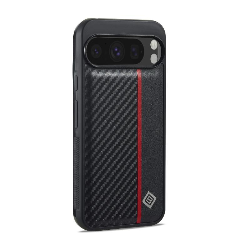 For Google Pixel 9a LC.IMEEKE 3 in 1 Carbon Fiber Texture Shockproof Phone Case - Black