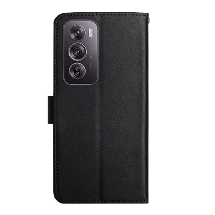 For OPPO Reno12 5G Global HT02 Genuine Leather Fingerprint-proof Flip Phone Case
