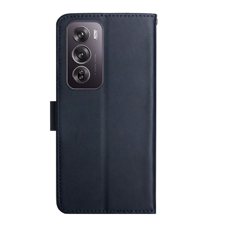 For OPPO Reno12 5G Global HT02 Genuine Leather Fingerprint-proof Flip Phone Case