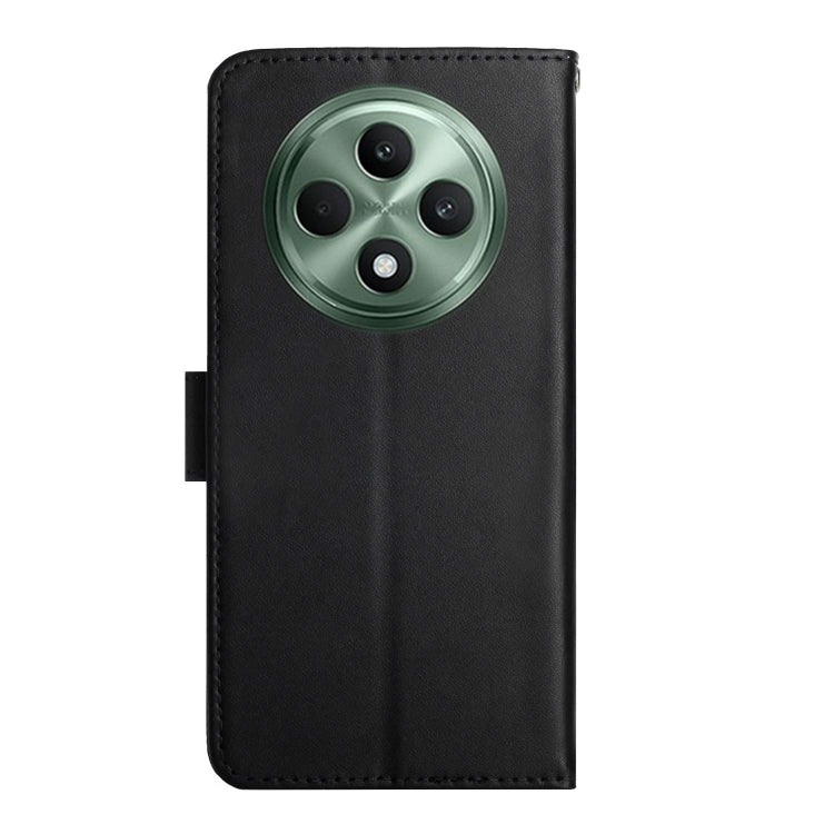 For OPPO Reno12 F 5G Global HT02 Genuine Leather Fingerprint-proof Flip Phone Case