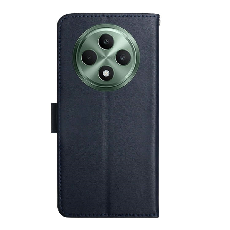 For OPPO Reno12 F 5G Global HT02 Genuine Leather Fingerprint-proof Flip Phone Case