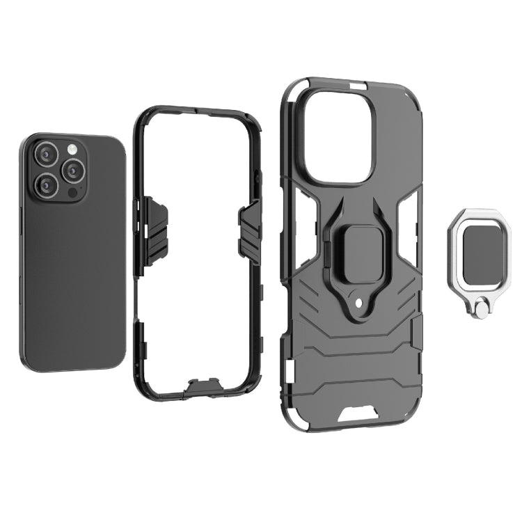 For iPhone 16 Pro Shockproof PC + TPU Holder Phone Case