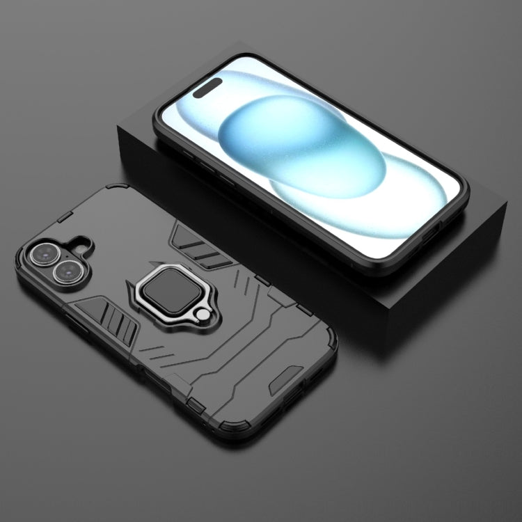 For iPhone 16 Plus Shockproof PC + TPU Holder Phone Case