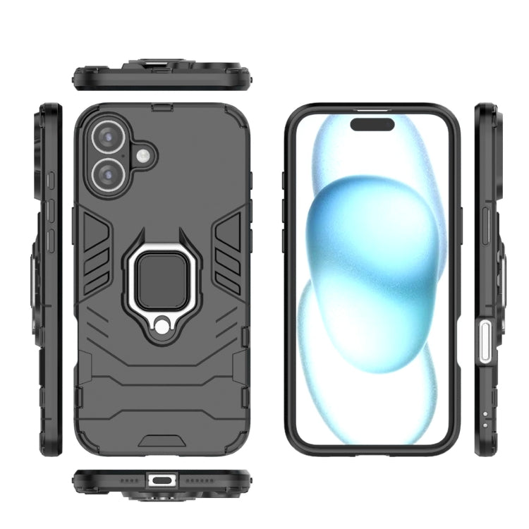 For iPhone 16 Plus Shockproof PC + TPU Holder Phone Case