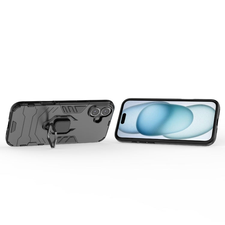 For iPhone 16 Plus Shockproof PC + TPU Holder Phone Case