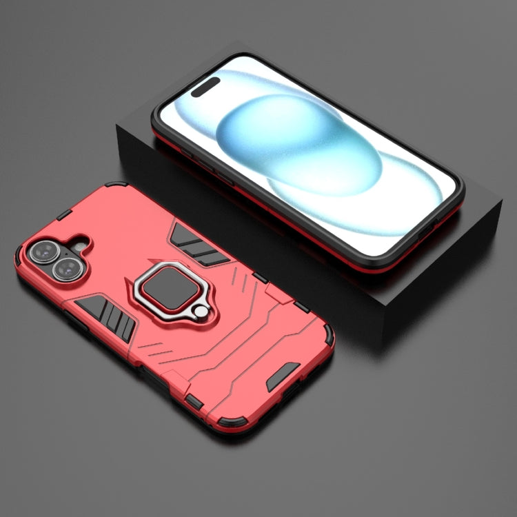 For iPhone 16 Plus Shockproof PC + TPU Holder Phone Case