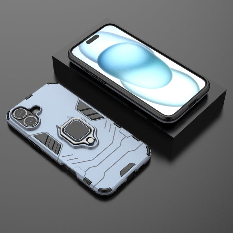 For iPhone 16 Plus Shockproof PC + TPU Holder Phone Case