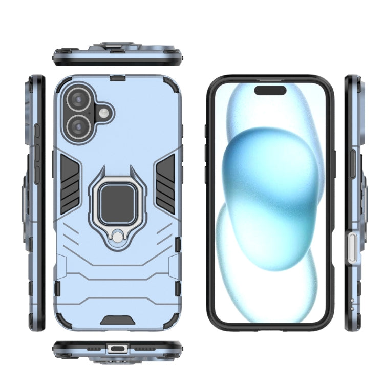 For iPhone 16 Plus Shockproof PC + TPU Holder Phone Case