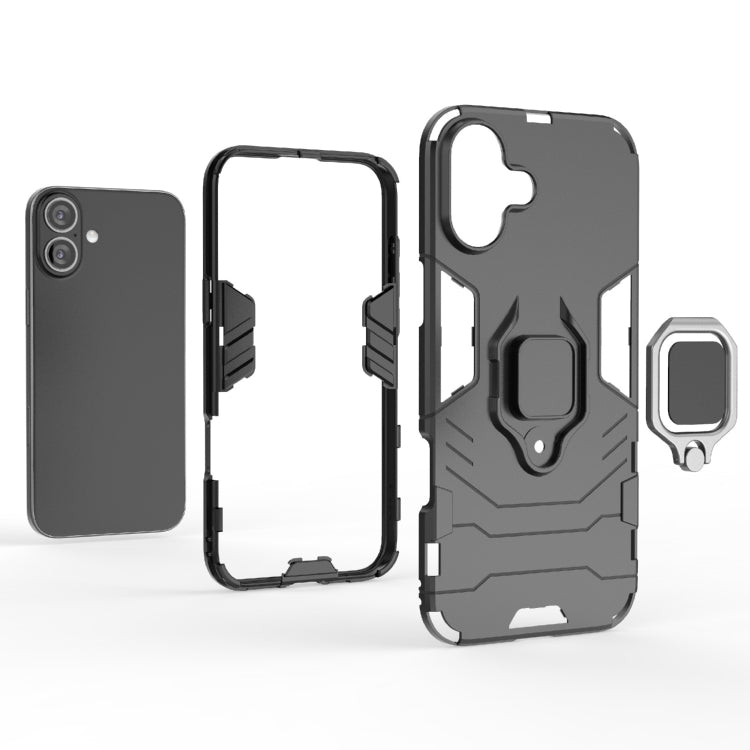 For iPhone 16 Plus Shockproof PC + TPU Holder Phone Case