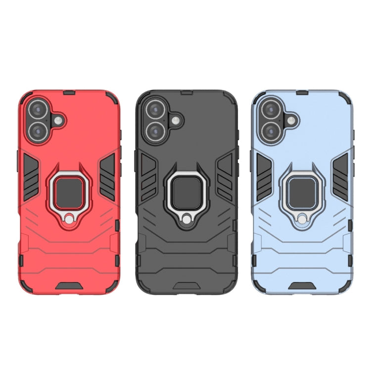 For iPhone 16 Plus Shockproof PC + TPU Holder Phone Case
