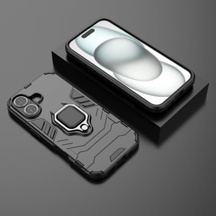 For iPhone 16 Shockproof PC + TPU Holder Phone Case