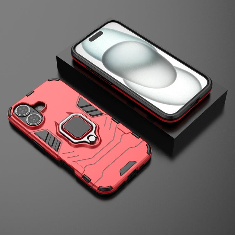 For iPhone 16 Shockproof PC + TPU Holder Phone Case