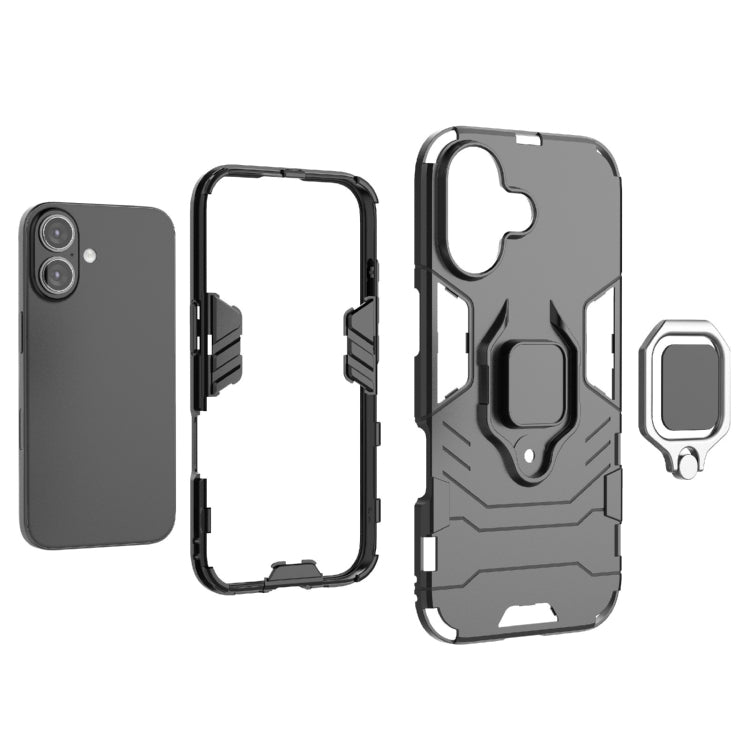 For iPhone 16 Shockproof PC + TPU Holder Phone Case