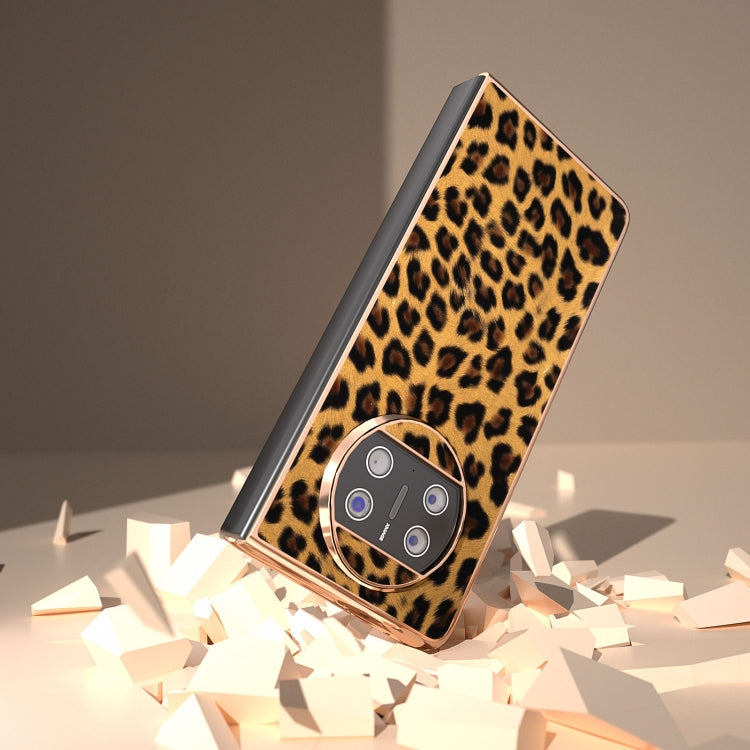 For Huawei Mate X3 Nano Plating Leopard Print Phone Case