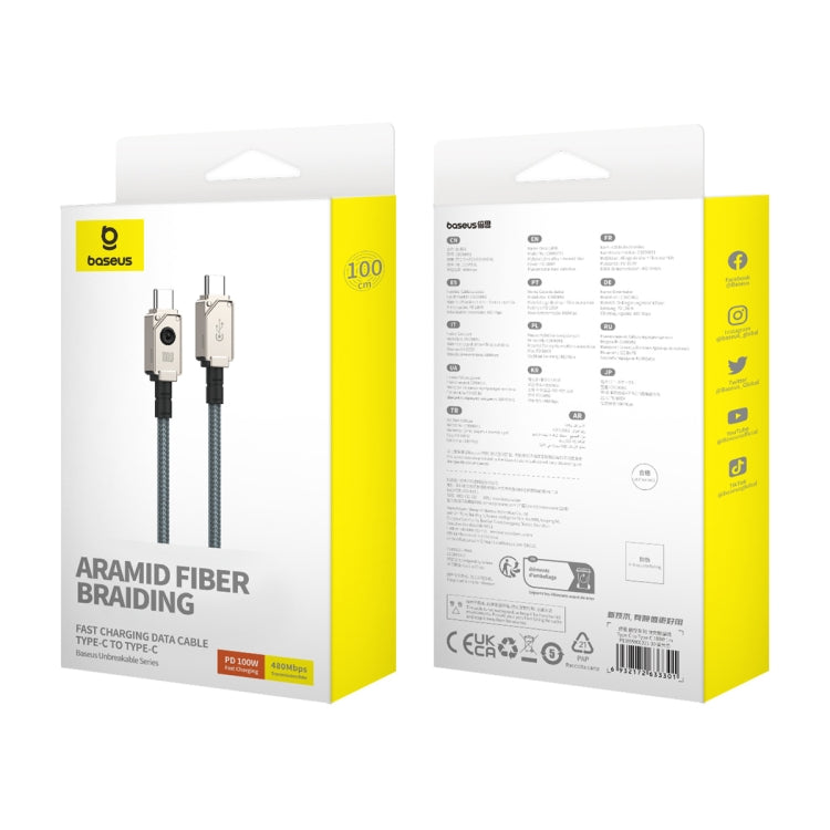 Baseus Unbreakable Series 100W Type-C to Type-C Fast Charging Data Cable, Length: