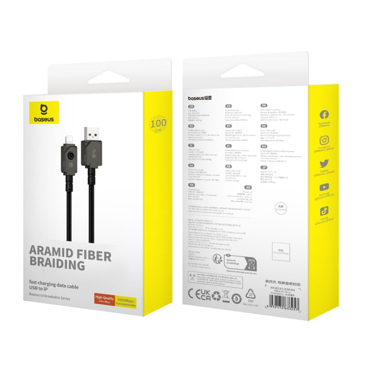 Baseus Unbreakable Series 2.4A USB to 8 Pin Fast Charging Data Cable, Length:
