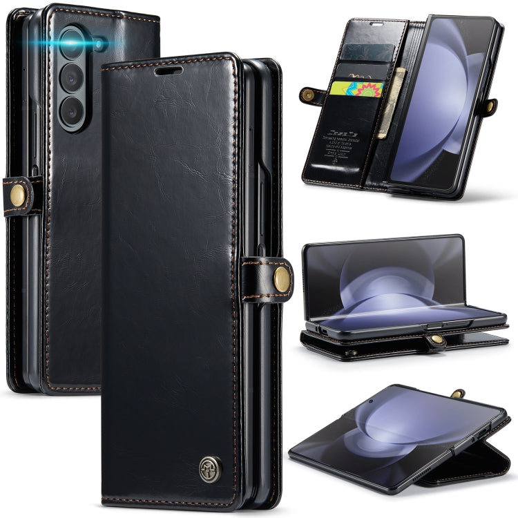 For Samsung Galaxy Z Fold5 CaseMe-003 PU + PC Business Style Crazy Horse Texture Leather Phone Case