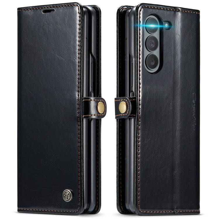 For Samsung Galaxy Z Fold5 CaseMe-003 PU + PC Business Style Crazy Horse Texture Leather Phone Case