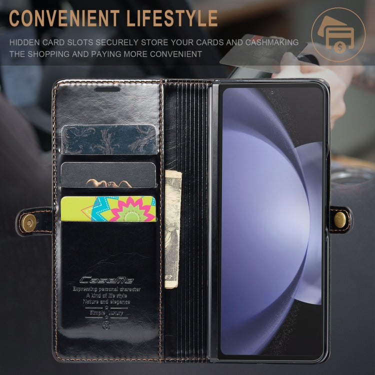 For Samsung Galaxy Z Fold5 CaseMe-003 PU + PC Business Style Crazy Horse Texture Leather Phone Case