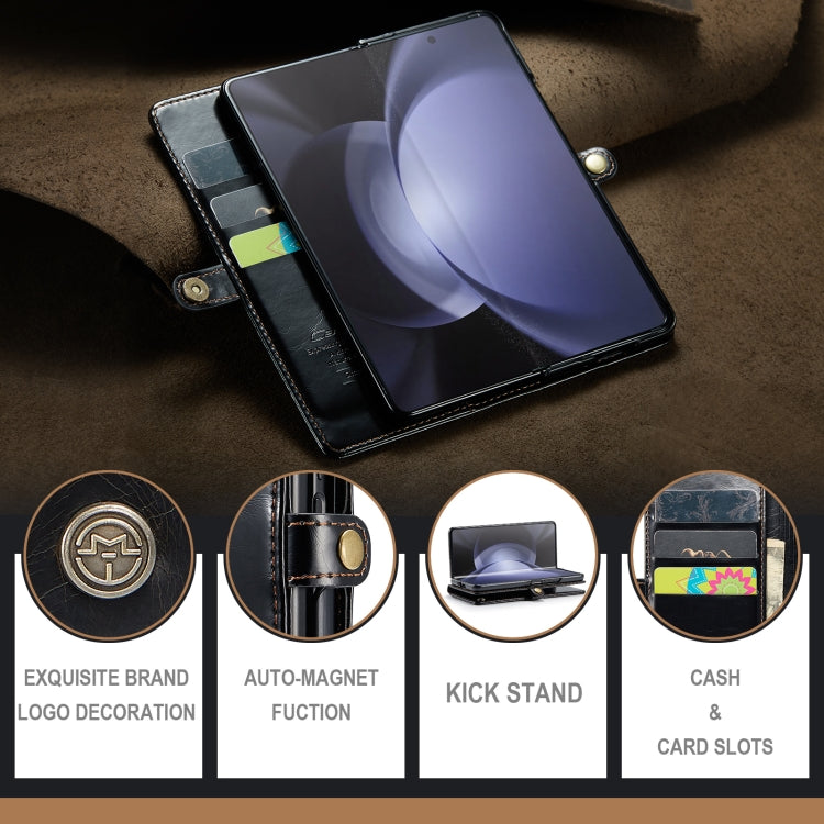For Samsung Galaxy Z Fold5 CaseMe-003 PU + PC Business Style Crazy Horse Texture Leather Phone Case