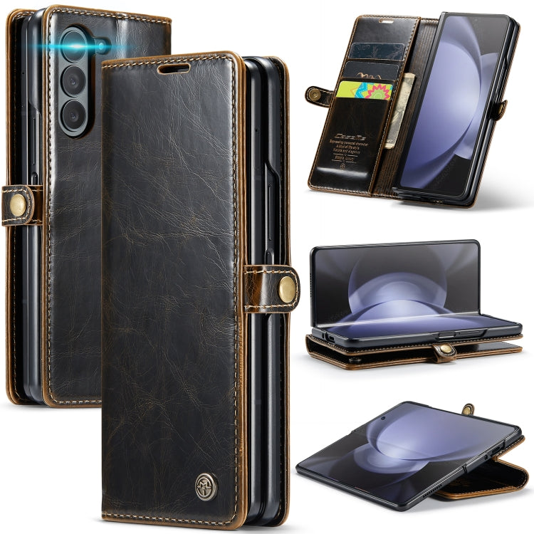 For Samsung Galaxy Z Fold5 CaseMe-003 PU + PC Business Style Crazy Horse Texture Leather Phone Case