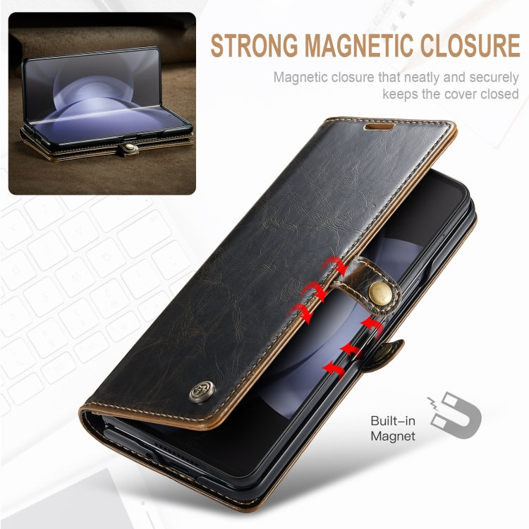 For Samsung Galaxy Z Fold5 CaseMe-003 PU + PC Business Style Crazy Horse Texture Leather Phone Case