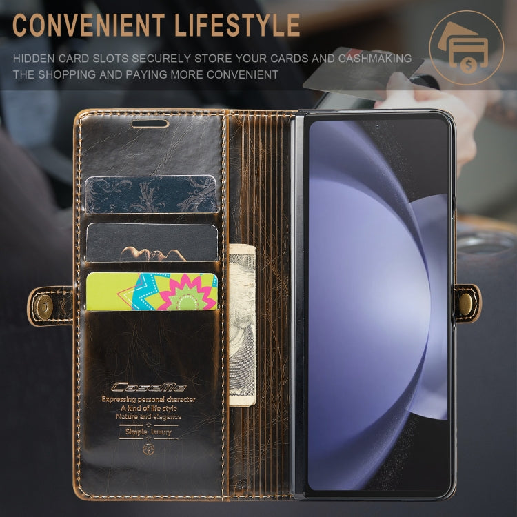 For Samsung Galaxy Z Fold5 CaseMe-003 PU + PC Business Style Crazy Horse Texture Leather Phone Case