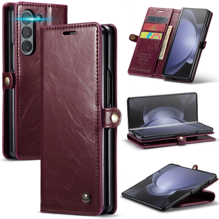 For Samsung Galaxy Z Fold5 CaseMe-003 PU + PC Business Style Crazy Horse Texture Leather Phone Case