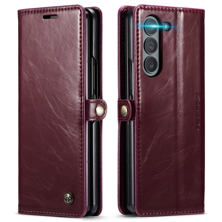 For Samsung Galaxy Z Fold5 CaseMe-003 PU + PC Business Style Crazy Horse Texture Leather Phone Case