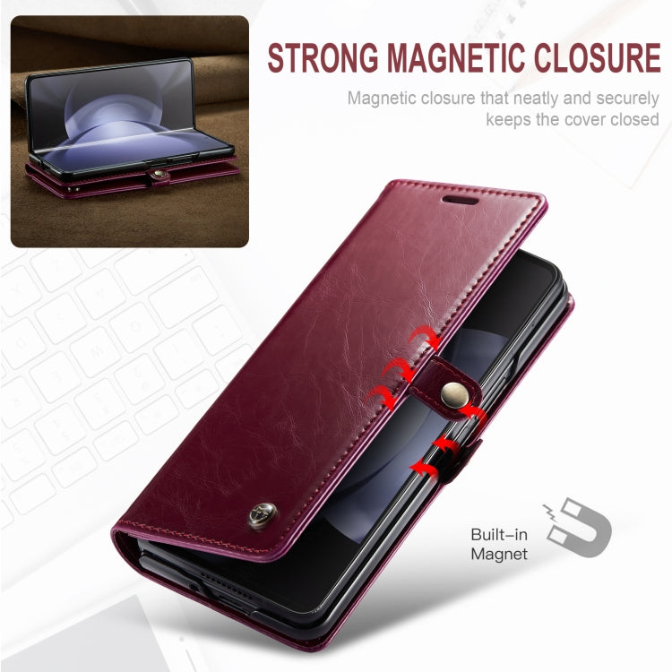For Samsung Galaxy Z Fold5 CaseMe-003 PU + PC Business Style Crazy Horse Texture Leather Phone Case