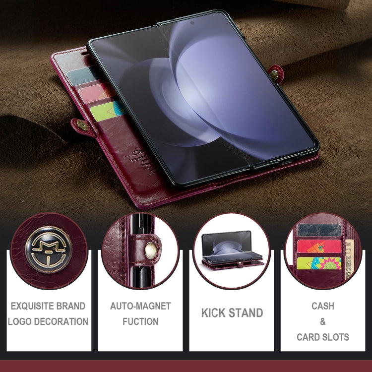 For Samsung Galaxy Z Fold5 CaseMe-003 PU + PC Business Style Crazy Horse Texture Leather Phone Case