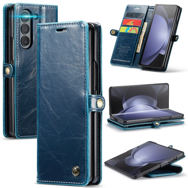 For Samsung Galaxy Z Fold5 CaseMe-003 PU + PC Business Style Crazy Horse Texture Leather Phone Case