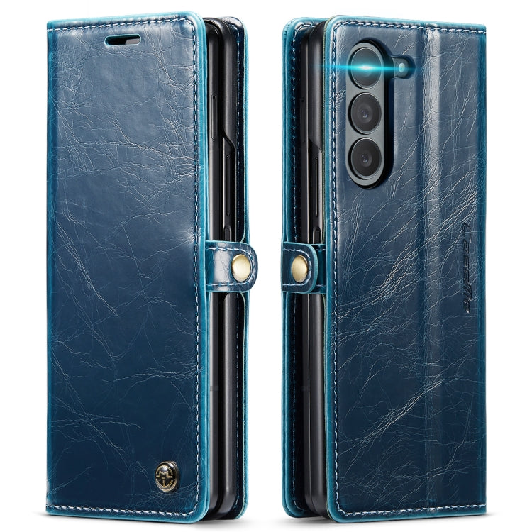 For Samsung Galaxy Z Fold5 CaseMe-003 PU + PC Business Style Crazy Horse Texture Leather Phone Case