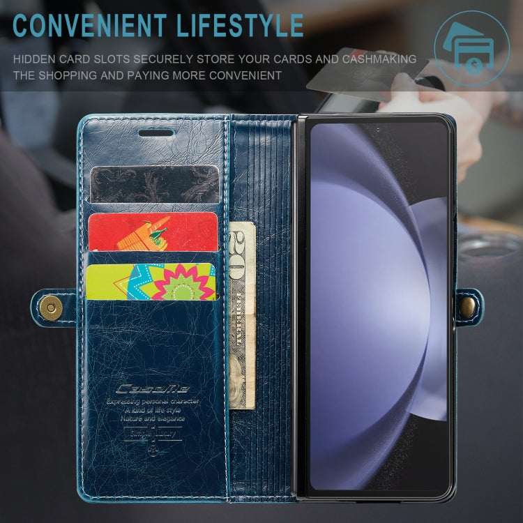 For Samsung Galaxy Z Fold5 CaseMe-003 PU + PC Business Style Crazy Horse Texture Leather Phone Case