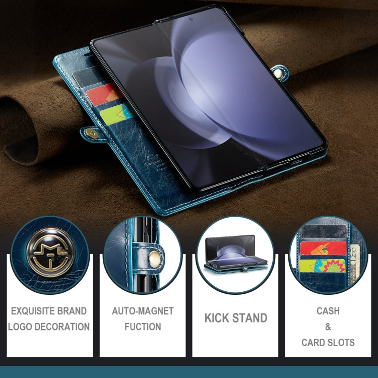 For Samsung Galaxy Z Fold5 CaseMe-003 PU + PC Business Style Crazy Horse Texture Leather Phone Case