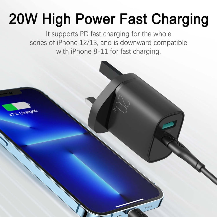 JOYROOM L-QP2011 20W USB+USB-C/Type-C Fast Charger with Cable Set, UK Plug(Black)