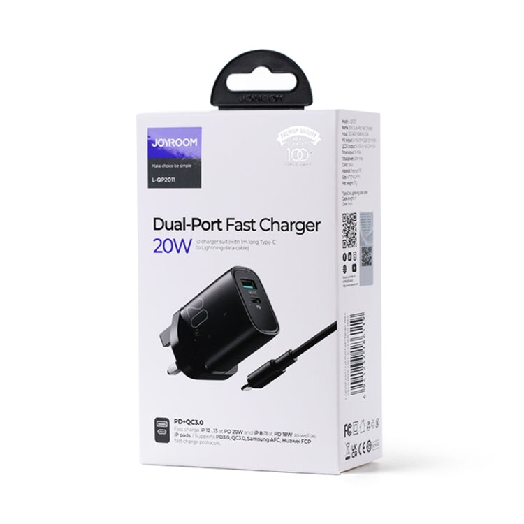 JOYROOM L-QP2011 20W USB+USB-C/Type-C Fast Charger with Cable Set, UK Plug(Black)