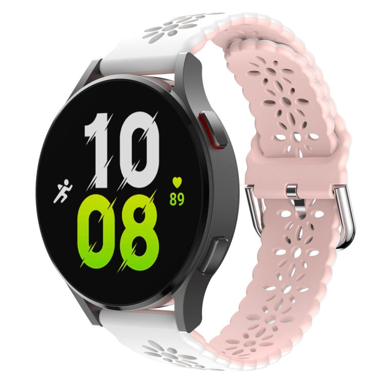 For Samsung Galaxy Watch 6 / 6 Classic Two Color Plum Blossom Hollowed Silicone Watch Band