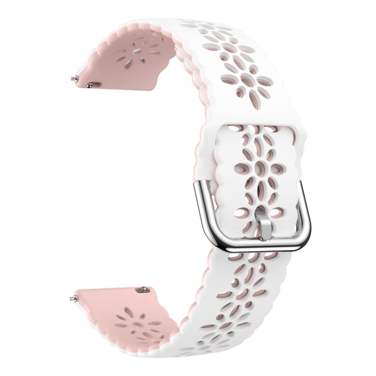 For Samsung Galaxy Watch 6 / 6 Classic Two Color Plum Blossom Hollowed Silicone Watch Band