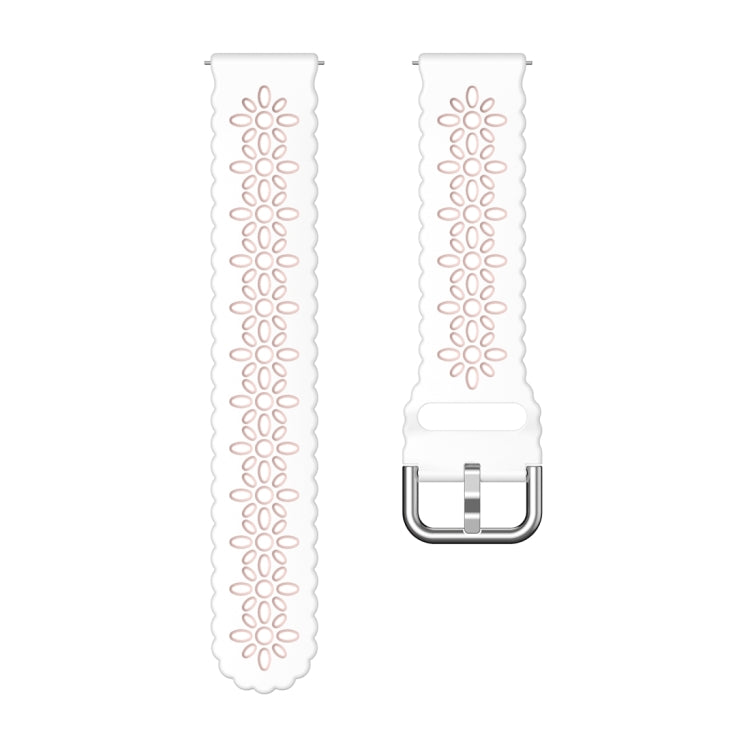 For Samsung Galaxy Watch 6 / 6 Classic Two Color Plum Blossom Hollowed Silicone Watch Band
