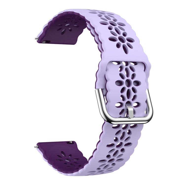 For Samsung Galaxy Watch 6 / 6 Classic Two Color Plum Blossom Hollowed Silicone Watch Band