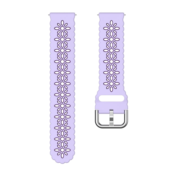 For Samsung Galaxy Watch 6 / 6 Classic Two Color Plum Blossom Hollowed Silicone Watch Band