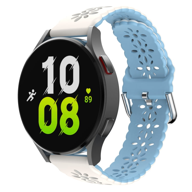 For Samsung Galaxy Watch 6 / 6 Classic Two Color Plum Blossom Hollowed Silicone Watch Band